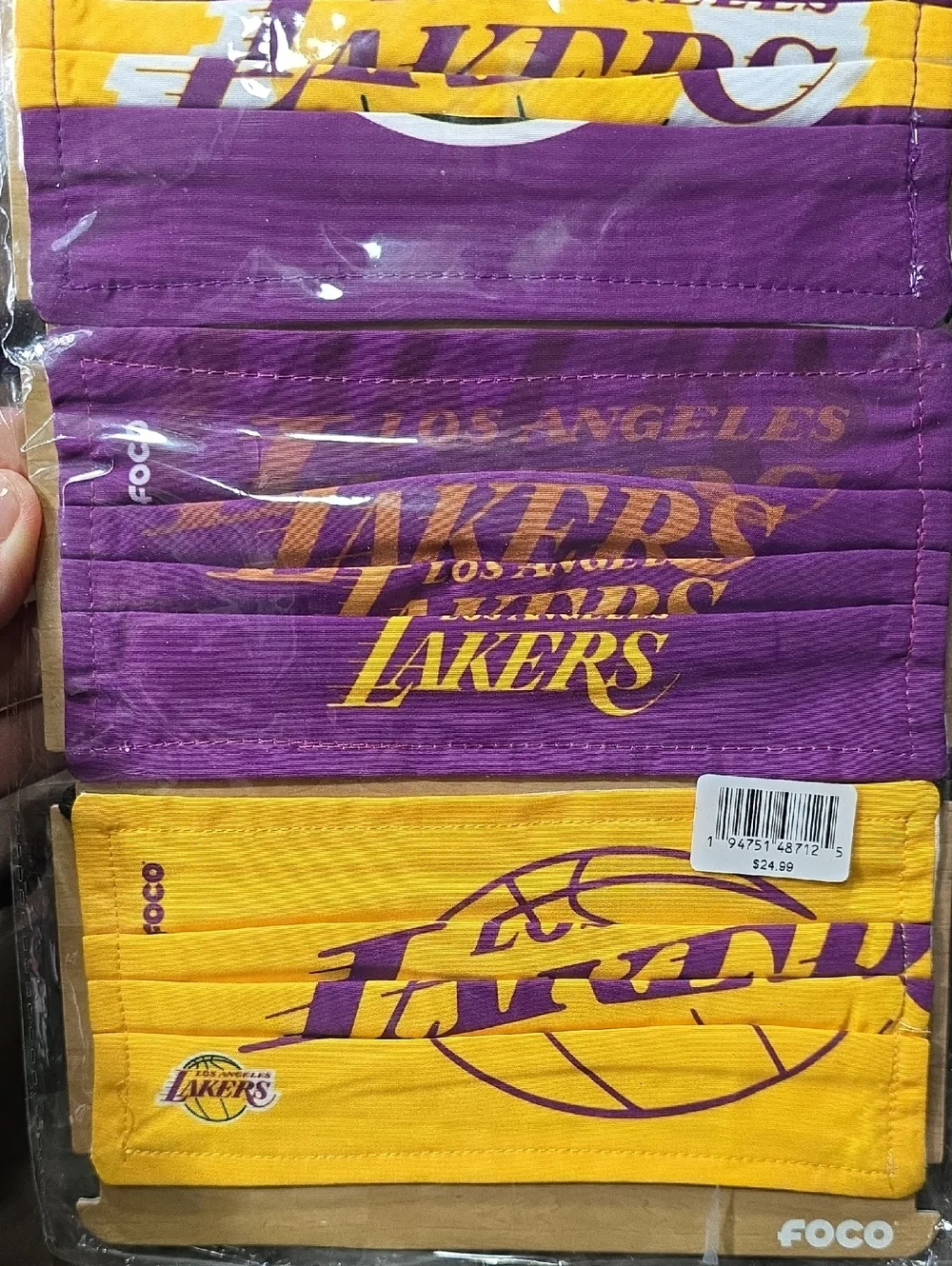 NBA Los Angeles Lakers Face Covers - Purple & Gold (3-Pack)